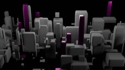 Obraz premium Abstract futuristic cityscape of geometric cubes