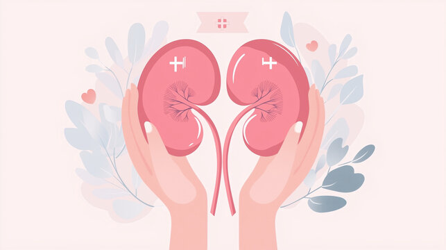 pink kidneys held hands, medical care concept clip art preview