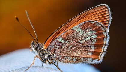 Macro butterfly portrait: wing scales emphasized, intricate detail.  Delicate & natural beauty. Ideal for nature designs & detailed backgrounds.

