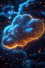 Digital visualization of a glowing cloud representing cloud computing technology