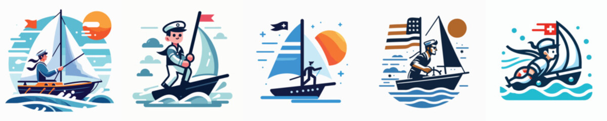 Vector of a person sailing.