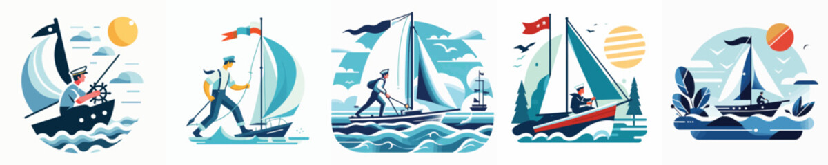 Vector of a person sailing. © FirdianKrisna
