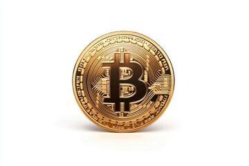 Golden bitcoin coin representing cryptocurrency investment in a digital economy