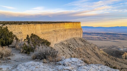 Golden hour light creates shadows across stunning mountain vistas, emphasizing rugged cliffs and tranquil meadows, sparking curiosity and awe.