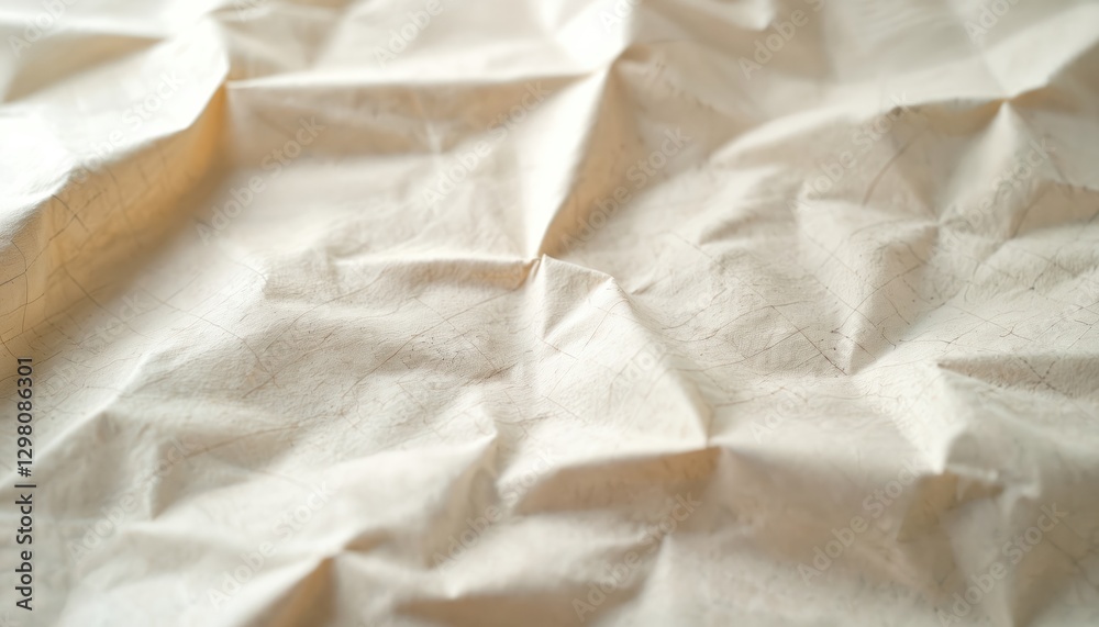 Poster close-up of crumpled off-white graph paper sheet showing texture, rough light surface, imperfections