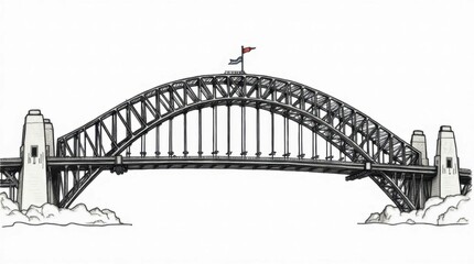 Obraz premium Black and White Illustration of Sydney Harbour Bridge