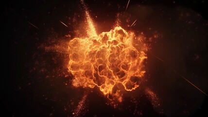 Fire explosion with sparks against a black background