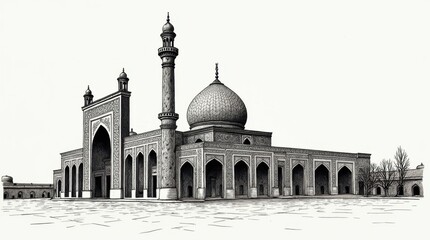 Obraz premium Intricate Ink Illustration of Sheikh Lotfollah Mosque