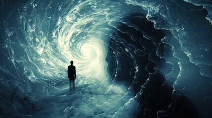 Fototapeta premium Surreal illustration for world schizophrenia awareness day, mental health reflection. Horizontal banner. Copy space. Dissociative Identity Disorder. Bipolar Disorder. Seasonal depression