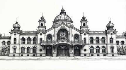 Pen-and-Ink Sketch of Helsinki Central Station