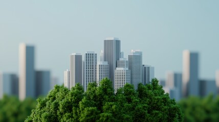 Fototapeta premium Urban eco-architecture model green landscape 3d visualization futuristic city aerial perspective