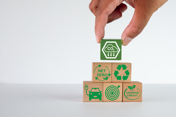 Green energy and sustainability concept., CO2 reduction, net zero emission, electric car, and...
