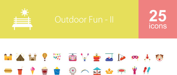 outdoor fun icons set 25 icons.outdoor fun line icon set