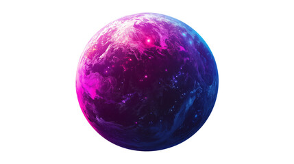 Purple fantastic planet isolated on transparent background 