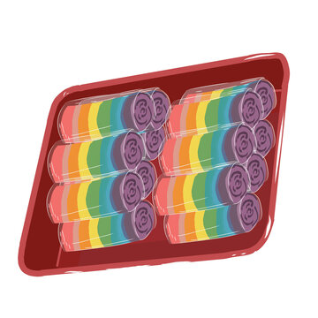 Rainbow roll cake / Kue bolu pelangi