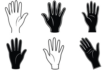 Obraz premium Illustrations of Hands in Black Silhouettes and White Outlines