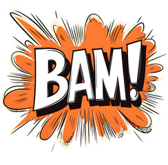 Comic Style BAM Explosion Illustration Isolated