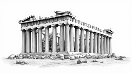 Fototapeta premium Line Art Illustration of the Parthenon