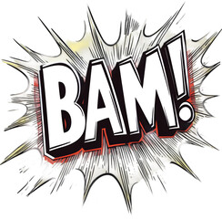 Comic Style Explosion with BAM Text Sticker Isolated
