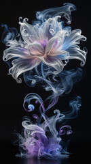 Obraz premium Delicate Wisps of Ghostly Smoke Forming a Breathtaking Floral Creation in an Otherworldly, Mystical Style