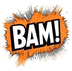 Comic Style BAM Explosion Graphic Sticker Isolated