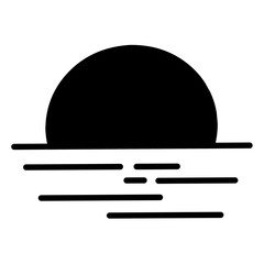 Black icon sunset. Simple design vector illustration. 