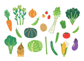 新鮮春夏野菜のイラスト