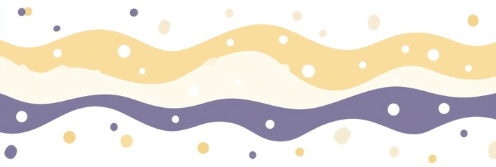 Abstract Pastel Wave Background A Seamless Pattern Of Soft Yellow, Cream, And Lavender Hues With Delicate Curving Lines And Subtle White Dots