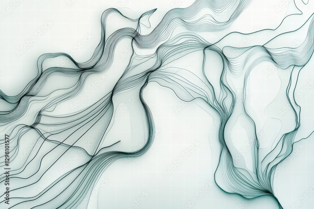 Poster Abstract lines create a captivating flow on a light background showcasing artistic fluidity in design. Generative AI