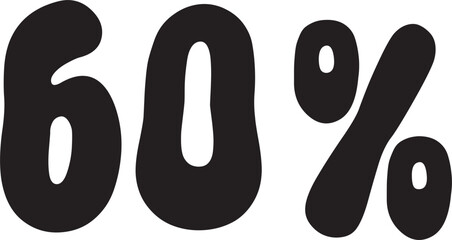 60 Percentage Discount Offer Number Typography Style A0126
