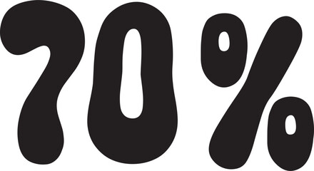 70 Percentage Discount Offer Number Typography Style A0128