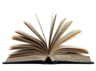 Fototapeta premium An Open Book with Pages Flipping Isolated on a White Background