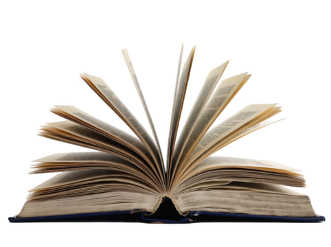 An Open Book with Pages Flipping Isolated on a White Background