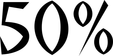 50 Percentage Discount Offer Number Typography Style A0143