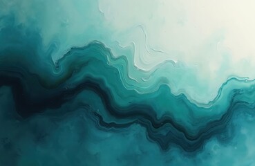 Obraz premium Abstract art teal blue gradient background with liquid fluid grunge texture concept. Turquoise dark watercolor light paper colors flowing sea, abstract background. Artistic nature curve fantasy