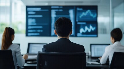 Cyber insurance discussion at financial institution office environment business meeting data analysis perspective