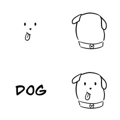 A cartoon-style dog face with floppy ears and a tongue sticking out, giving a playful and friendly vibe.