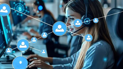 Network of connections and data processing in a modern workspace with a focus on communication technologies, network of connections and data processing over globe - Powered by Adobe