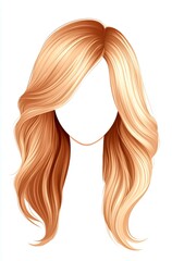 Blonde wig with wavy hair bob cut on white background, cartoon style, vector graphics, 3D rendering, anime illustration, simple design
