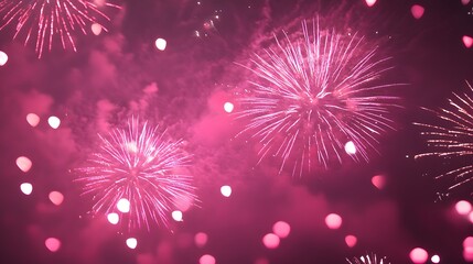 Fototapeta premium Light pink fireworks background, Generative AI