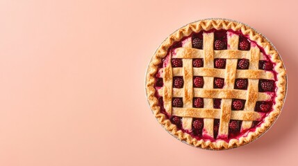 Delicious pie with golden crust and berry filling, beautifully p