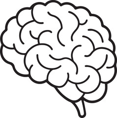 human brain line art, black outline, vector and illustration, line art and outline