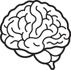 Obraz premium human brain line art, black outline, vector and illustration, line art&nbsp;and&nbsp;outline
