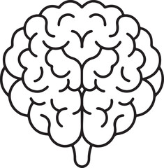 human brain line art, black outline, vector and illustration, line art and outline