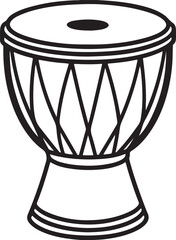 traditional drum darbuka line art, black outline, vector and illustration, line art and outline