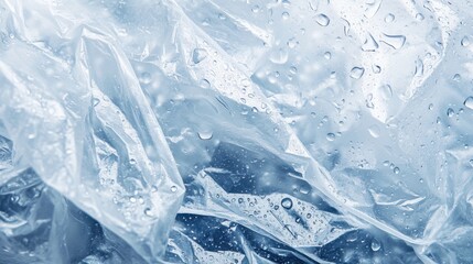 Obraz premium Close-up View of Wet Plastic Sheet with Water Droplets and Texture
