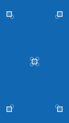 Naklejka premium Blue screen background, VFX motion tracking markers. Art design blue screen backdrop template. Abstract concept video footage replacement tracking markers elements and icon. 