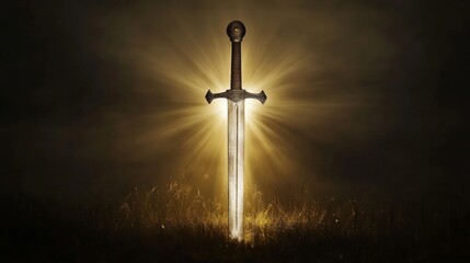 Naklejka premium Excalibur: A Majestic Sword of Legend
