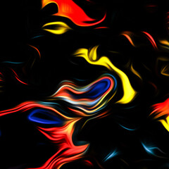 Abstract fluid art digital painting and dynamic swirling patterns with vibrant color transitions.