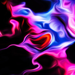 Abstract fluid art digital painting and dynamic swirling patterns with vibrant color transitions.
